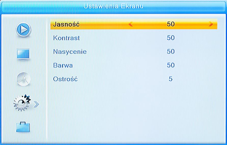 Instrukcja obsługi Ustawienia ekranu Ustawienia systemu Menu umożliwia zmianę jasności, kontrastu, nasycenia, barwy i ostrości obrazu. Czas letni: Data: Czas: Włączenie wyłączenie czasu letniego.