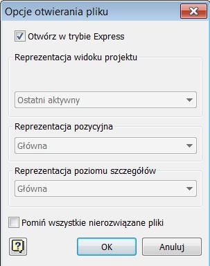 stworzyć nową reprezentację trybu ekspresowego polecenie Wczytaj