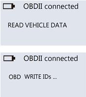 Podłączenie OBDII: Wsadź moduł OBDII w złącze OBDII w aucie i podłącz do czytnika za pomocą kabla RJ11. Włącz zapłon.