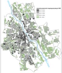 Faza II Warszawa stopień zurbanizowania waloryzacja terenów pod kątem koncentracji zabudowy koncentracja zabudowy