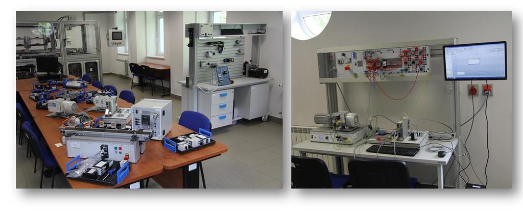 Pracownia Inteligentnych Budynków W pracowni zainstalowano 10 stanowisk, które są odzwierciedleniem inteligencji (systemów sterowania) nowoczesnego biurowca. Studenci mają możliwość zapoznania się m.