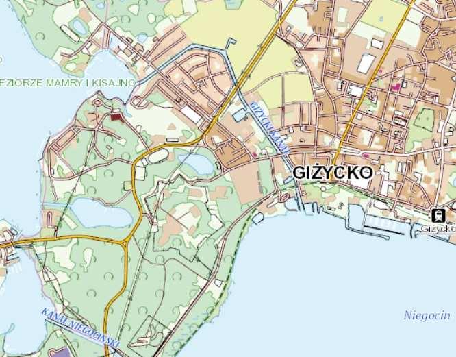 Szkic orientacjyjny 1:25000 KRZYŻ ŚW. BRUNONA GIŻYCKO, obr. 1, dz. nr 379 Krzyż Św. Brunona Istn. kabel YKY 3x4 z SO-1789 Istn. naświetlacze typu URAN Istn. szafka oświetleniowa SO-1789 Istn.
