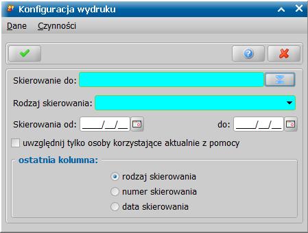 Drukując listę osób skierowanych, będzie można użyć opcji uwzględnij tylko osoby korzystające