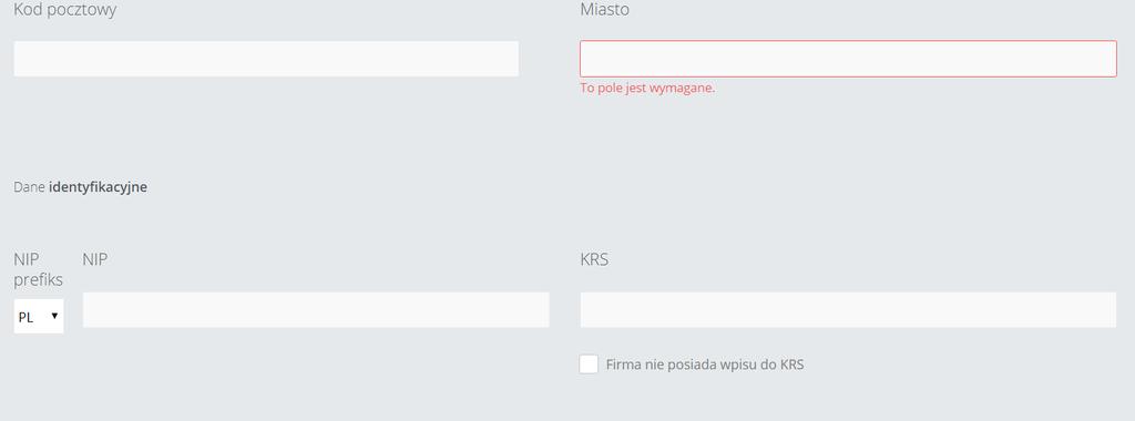Sekcja Dane podstawowe firmy