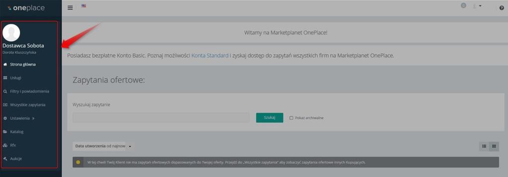 Rysunek 24 Menu użytkownika 9. Obsługa procesu składania ofert 9.