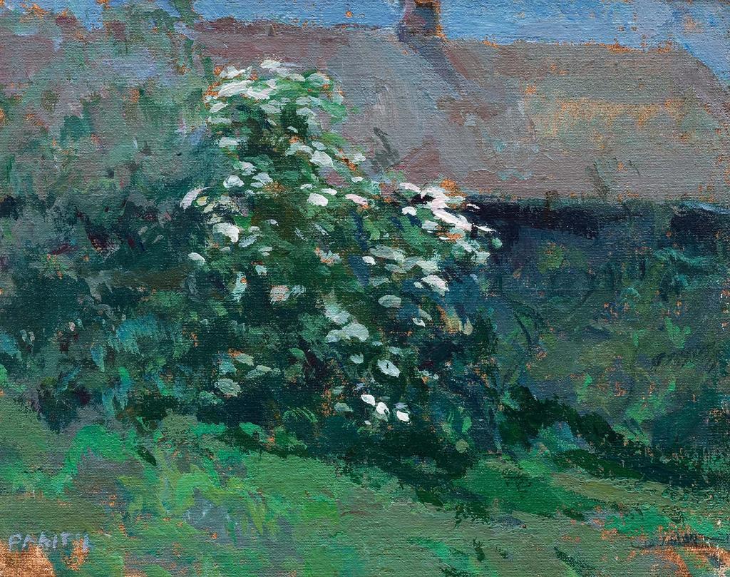 Motyw z kwitnącym dzikim bzem, 2005, akryl, 18 24 Kwiecień April April 14 1 2 3 4