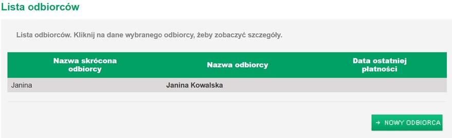 3. Jak zrobić przelew? C. Nowy odbiorca Krok Odbiorcy Możesz zapisać nowego odbiorcę bez konieczności przelewu.