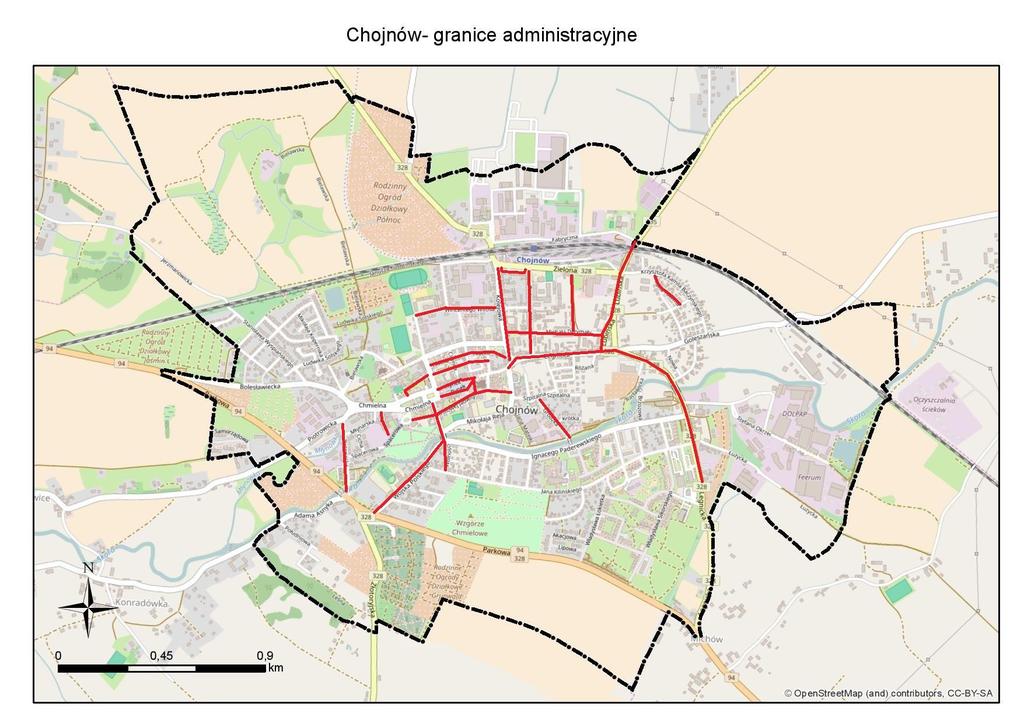 Rys. 16 Ulice zdegradowane w Chojnowie.