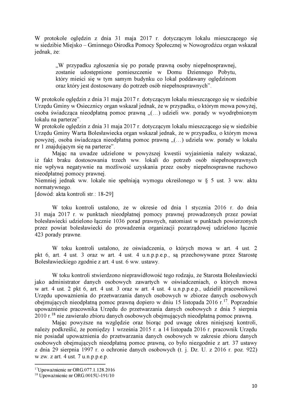 W protokole oględzin z dnia 31 maja 2017 r.