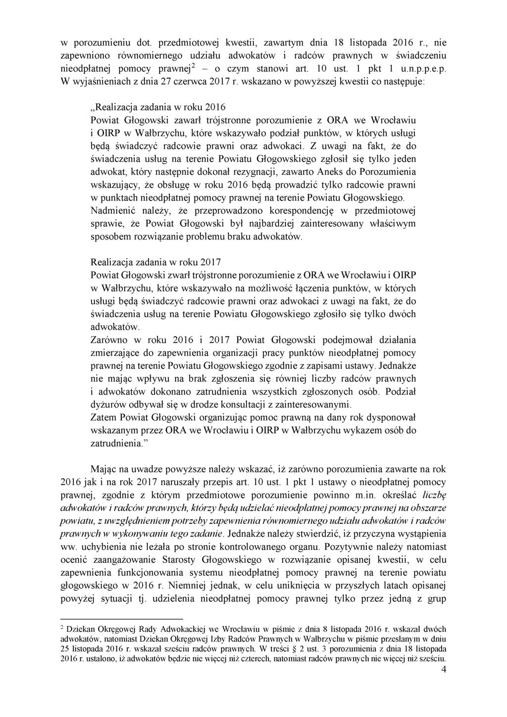 w porozumieniu dot. przedmiotowej kwestii, zawartym dnia 18 listopada 2016 r.