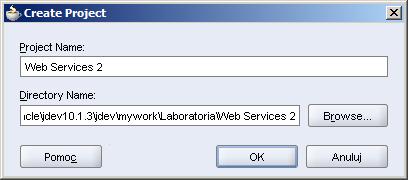 4. Wpisz nazwę projektu Web Services 2 i kliknij przycisk OK. 5.