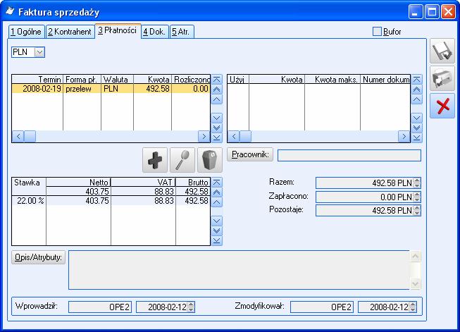 Str. 26 Moduł Faktury v. 15.0 Termin data realizacji wpłaty. Termin dla każdej dodawanej płatności jest wyliczany na podstawie daty sprzedaży i terminu zdefiniowanego dla wskazanej formy płatności.
