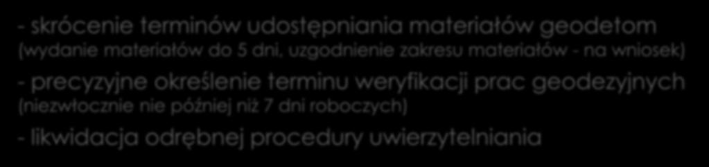 GEODEZJA W KODEKSIE Doprecyzowanie przepisów w zakresie: - planu sytuacyjnego - sporządzany na mapie zasadniczej, mapie do celów projektowych bądź mapie ewidencyjnej - aktualności mapy do celów