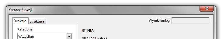 Rok akademicki 2018/2019, Pracownia nr 7 9/24 Rok akademicki 2018/2019, Pracownia nr 7 10/24 Wybranie funkcji z listy funkcji (Wstaw Lista funkcji)