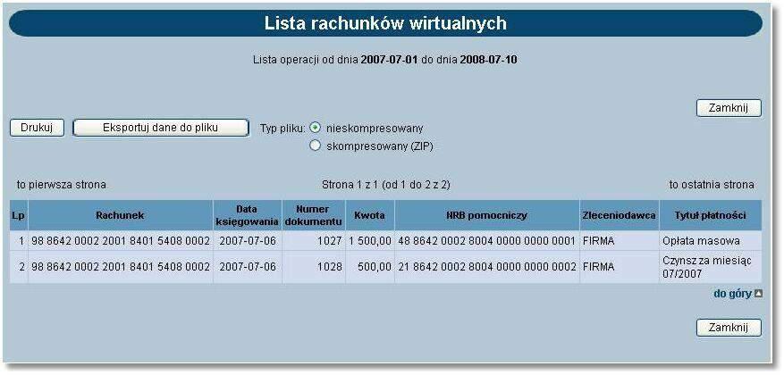 Rozdział 6 Rachunki najniższego do najwyższego numeru. Po zaznaczeniu odwrotnie wyświetlone zostaną od najwyższego do najniższego.