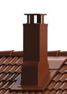 Odległość wykonanego z tworzywa przejścia dachowego od komina wynosi 10mm; gumowa uszczelka oplata komin.