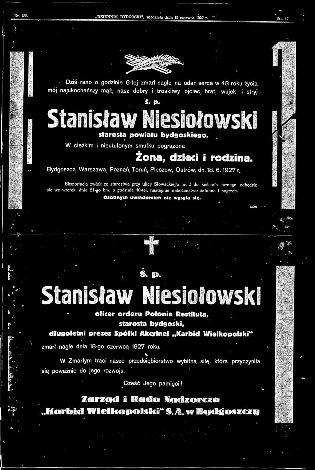 rderu Pln Resttut, strst bydgsk, długletn prees Spółk Akcyjnej,,Krbd Welkplsk mrł gle dn 18g cerc 1927 rku W