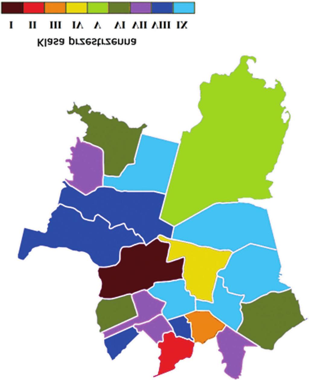 270 Radosław Sagan Ryc. 7. Klasy przestrzenne podobnych dzielnic Katowic względem percepcji tożsamości śląskiej przynależności etnicznej, etosu pracy, wiary.
