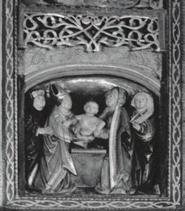 Drewno, polichromia, złocenia, wys. ok. 60 cm Kat. pc-1502 18. author unknown (workshop from the north-western part of upper silesia) Adoration of the Infant Jesus, 1510.