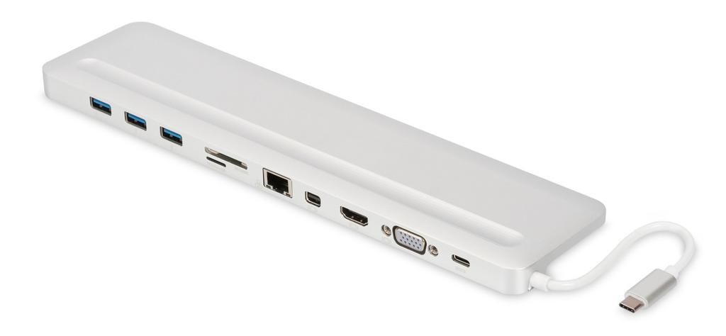 Uniwersalna stacja dokująca do notebooka 12", USB Type-C Instrukcja obsługi DA-70860 (srebrny) DA-70862 (szary) Całkowicie funkcjonalna i precyzyjna stacja dokująca pasująca do notebooka firmy