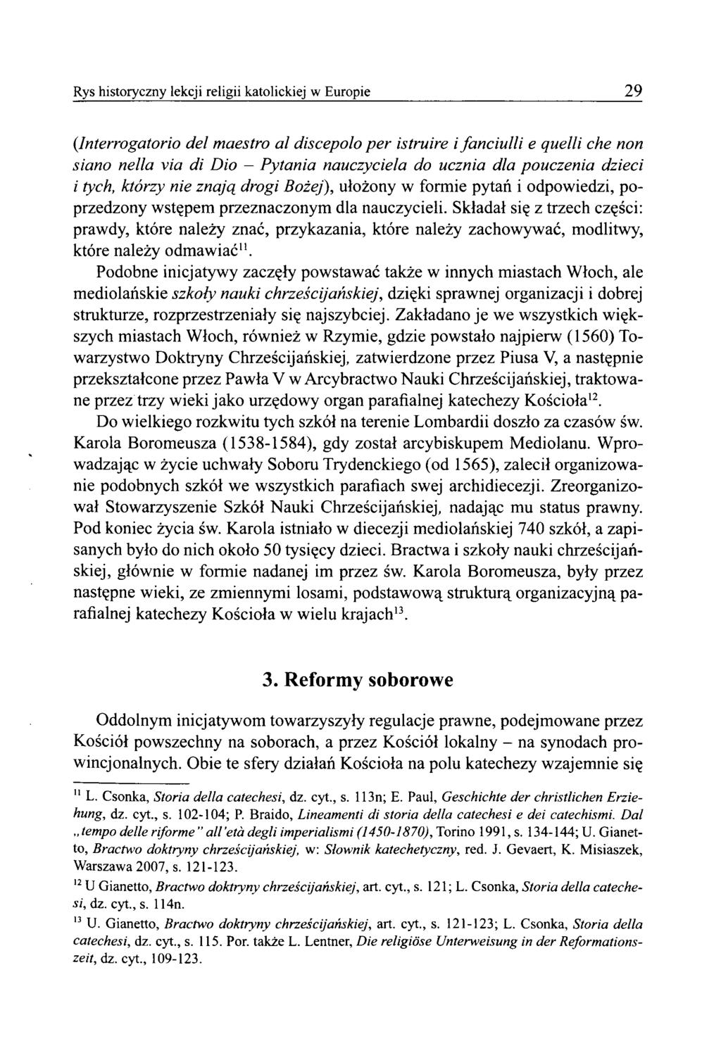 Rys historyczny lekcji religii katolickiej w Europie 29 {Interrogatorio del maestro al discepolo per istruire i fanciulli e quelli ehe non siano nella via di Dio - Pytania nauczyciela do ucznia dla