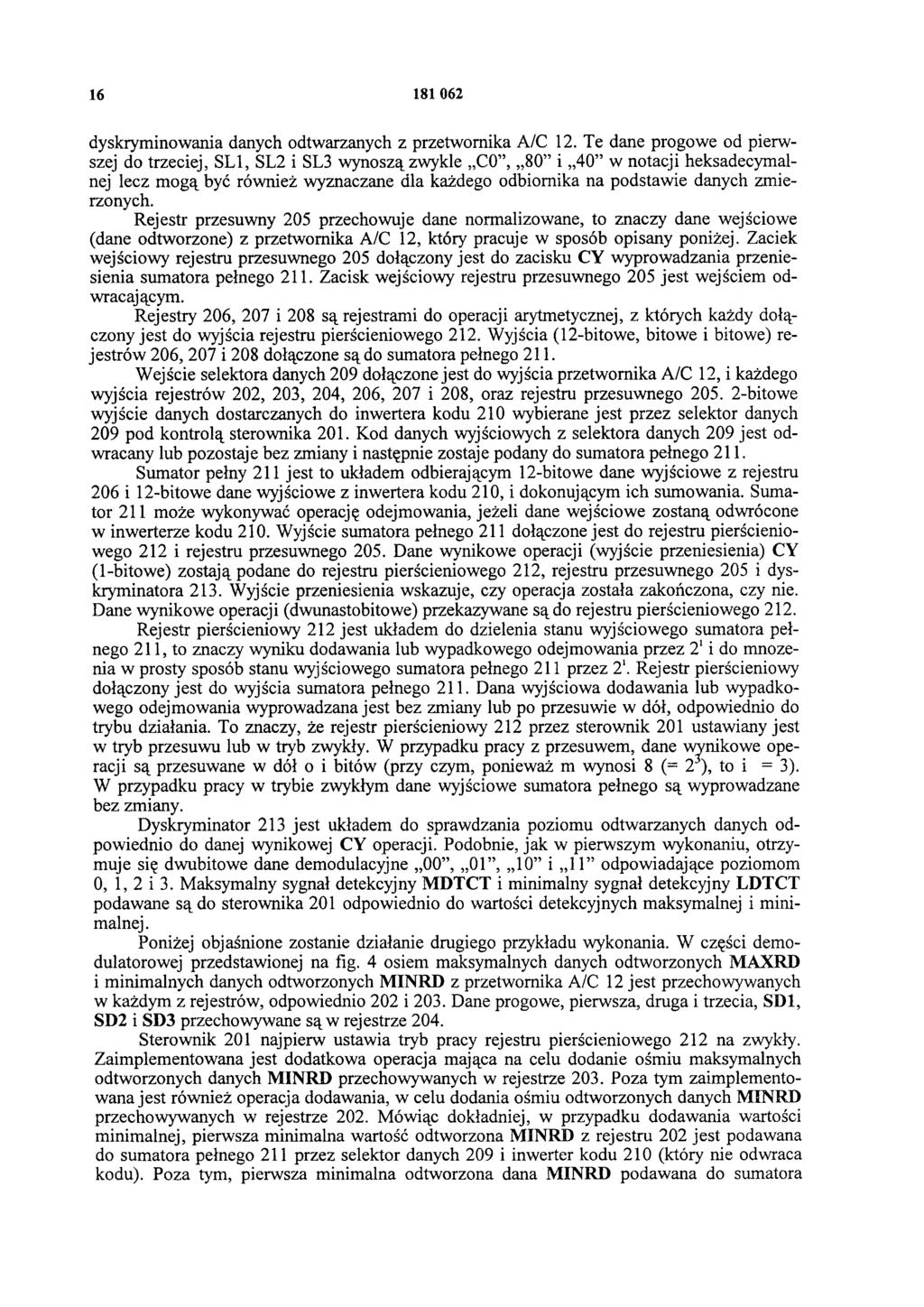 16 181 062 dyskryminowania danych odtwarzanych z przetwornika A/C 12.