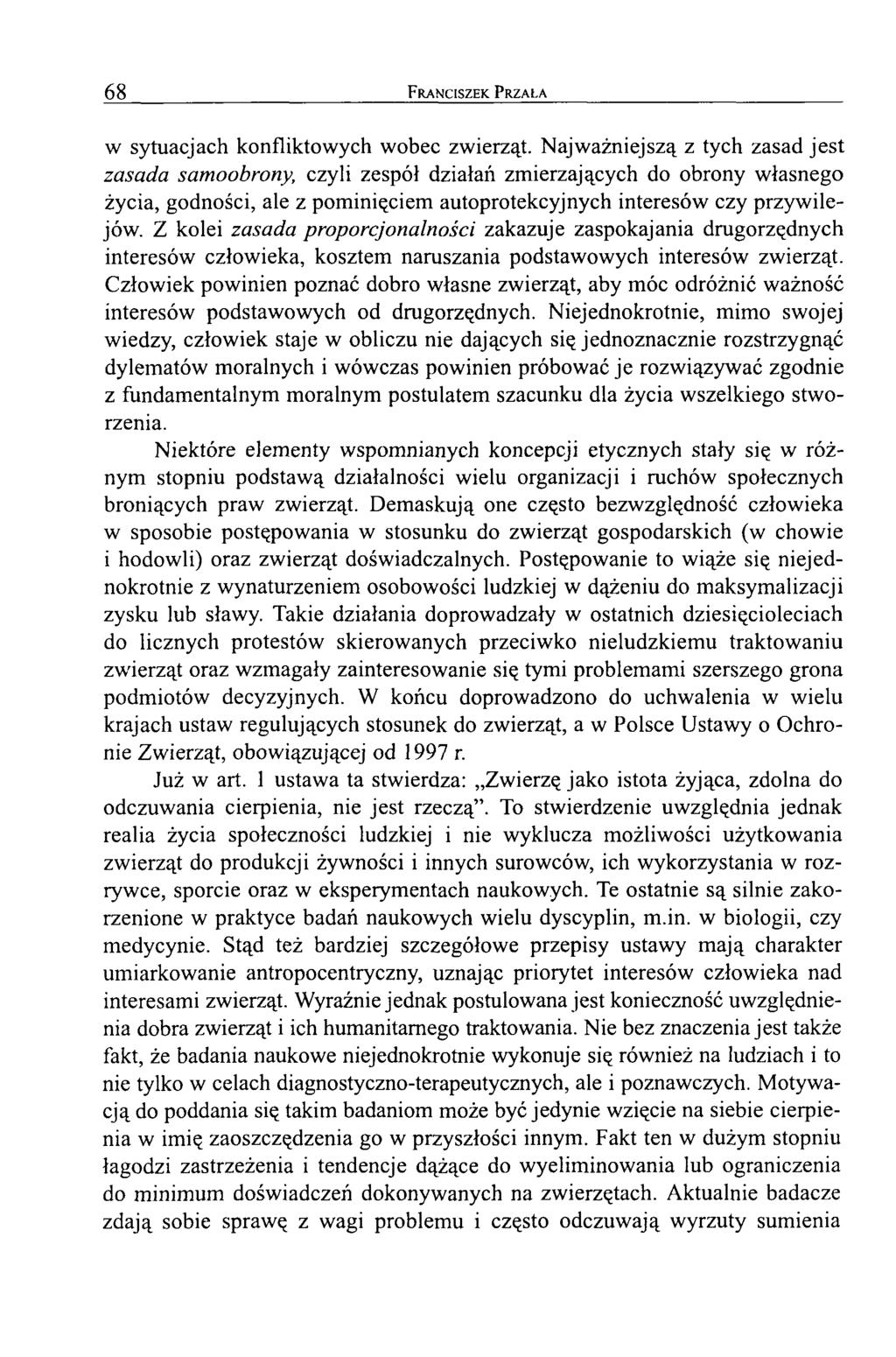 6 8 Franciszek Przala w sytuacjach konfliktowych wobec zwierząt.