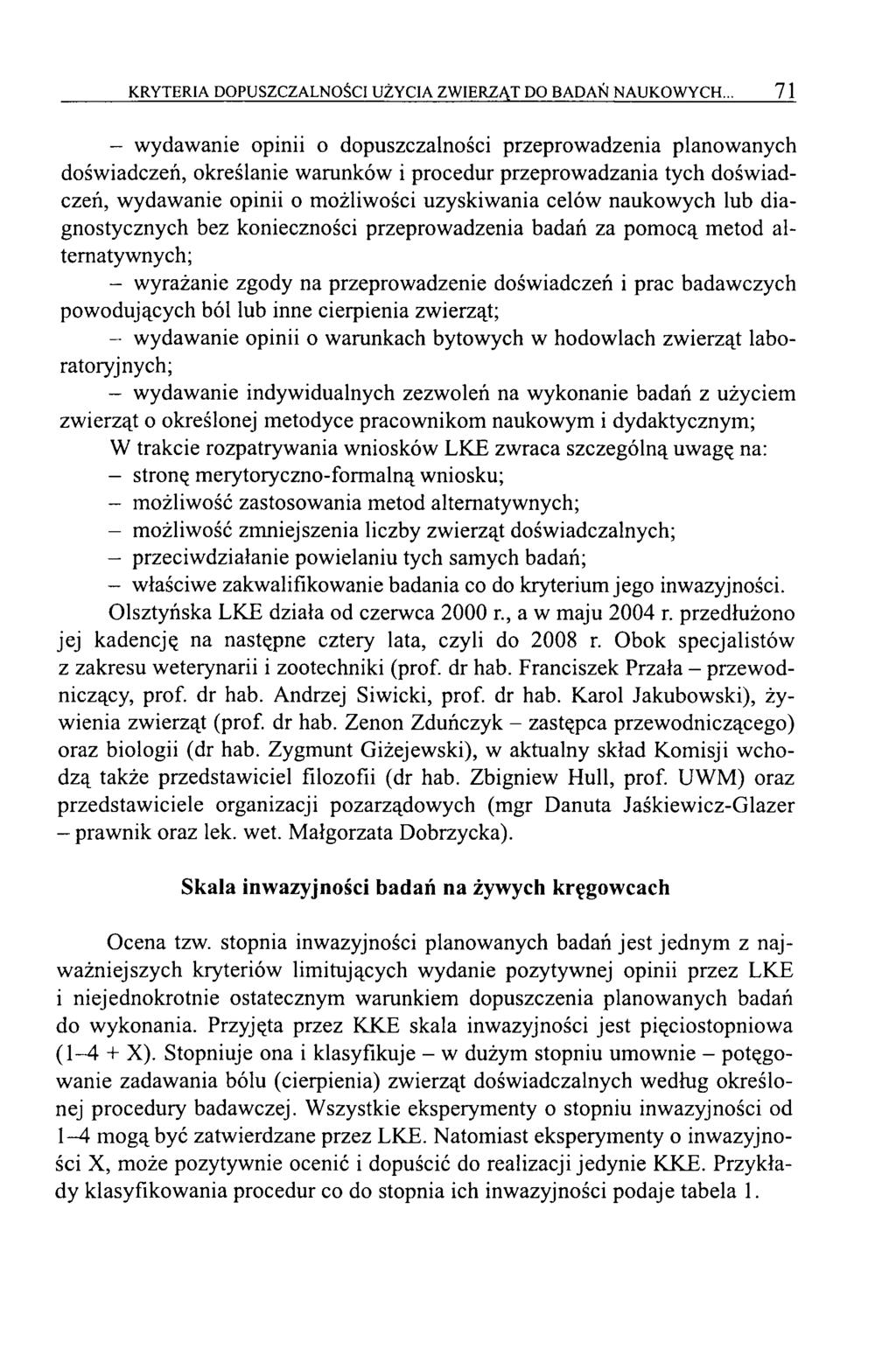 KRYTERIA DOPUSZCZALNOŚCI UŻYCIA ZWIERZĄT DO BADAŃ NAUKOWYCH.