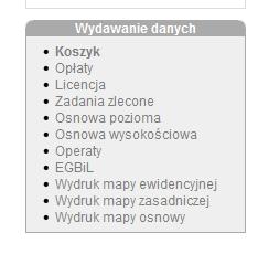 W wierszu znajdują się następujące polecenia: Polecenie Opis polecenia Koszyk Po wybraniu polecenia koszyk system otworzy okno, w którym znajdują się wszystkie wydane materiały wybrane przez