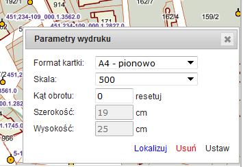 Po określeniu zakresu i wybraniu ikony [zapisz] zakres wydruku mapy