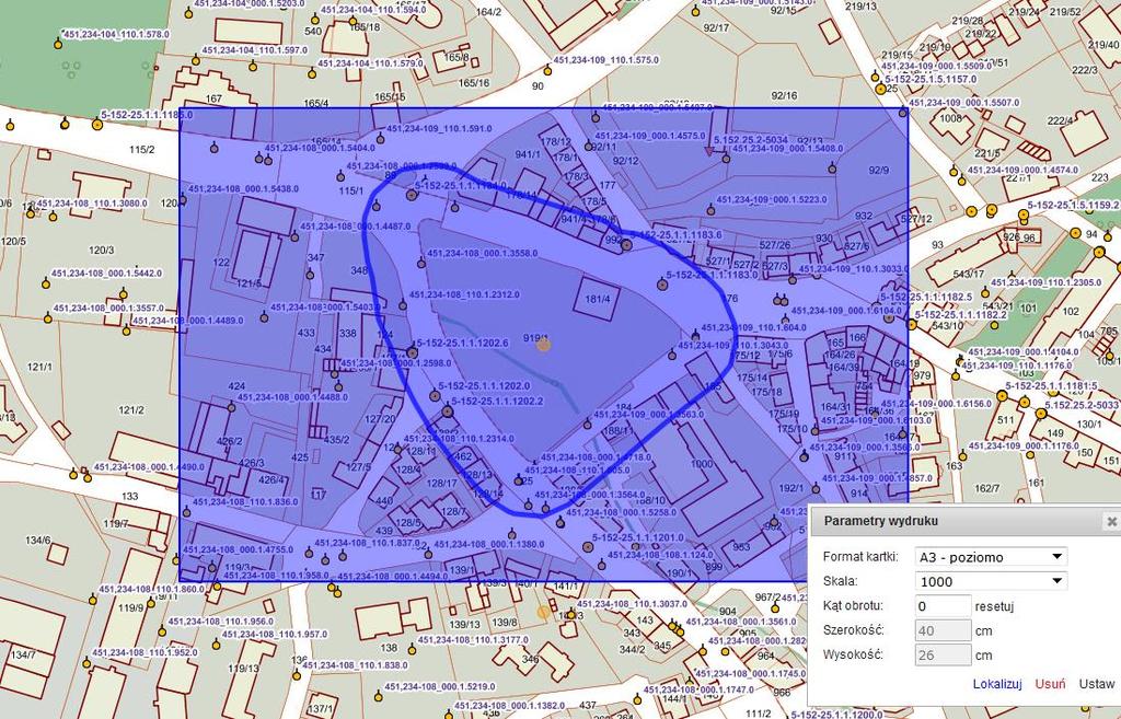 parametrów wydruku, w którym wyświetli się informacja o wydruku.