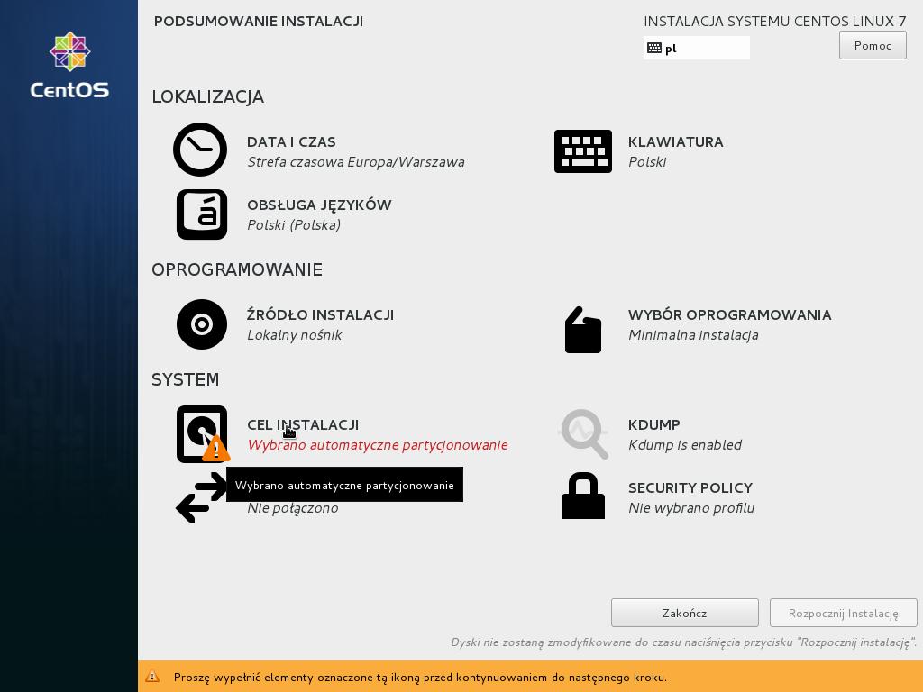 Instalacja Systemu Linux na maszynie writualnej Pobierz obraz systemu CentOS ze strony https://www.centos.org/download/ Wybierz obraz minimal ISO. Tworzenie maszyny wirtualnej 1.