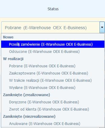 5. Zmienić status zamówienia na status zmapowany do Zamówienie gotowe do pobrania (WR). Od tego momentu nie należy dokonywać zmian w zamówieniu, ponieważ mogą one nie zostać uwzględnione. a. 6.