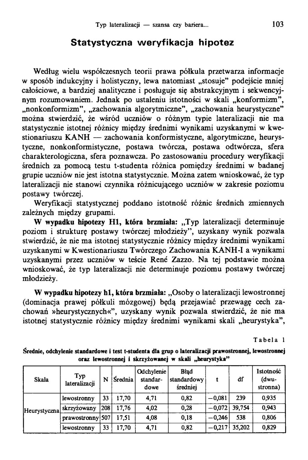 Typ lateraiizacji szansa czy bariera.