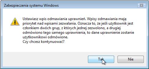 Wybierz Odmów pełnej kontroli. Co się dzieje? Kliknij OK. Pojawia się okno "Bezpieczeństwo Windows".