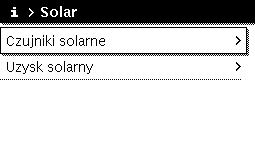 Odczytanie informacji o instalacji 39 Obsługa Odczytywane informacje dot. instalacji solarnej Gdy aktywny jest ekran standardowy, nacisnąć przycisk info, aby otworzyć menu informacyjne.
