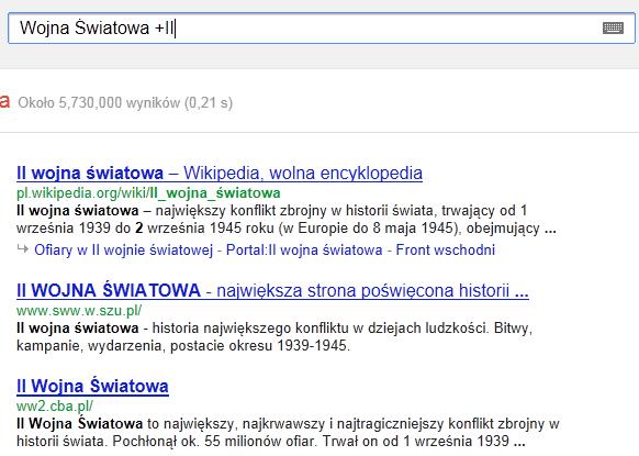 Operator wymuszania Google, aby zoptymalizowad czasy wyszukiwania, często pomija niektóre elementy z naszej frazy.
