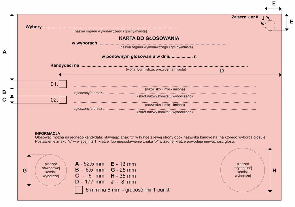 Wzór karty w ponownym głosowaniu w