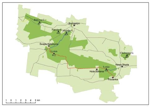 Ryc. 1. Mapa szlaków Świętokrzyskiego Parku Narodowego.