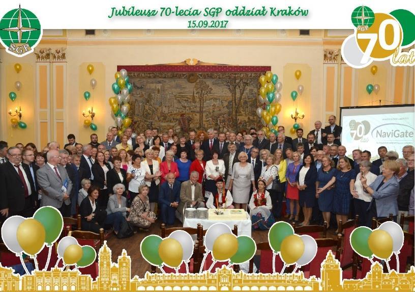 W jubileuszu uczestniczyło ponad 200 osób. Jubileusz 70-lecia Stowarzyszenia Geodetów Polskich oddział Kraków. W dniu 16 września 2017r.