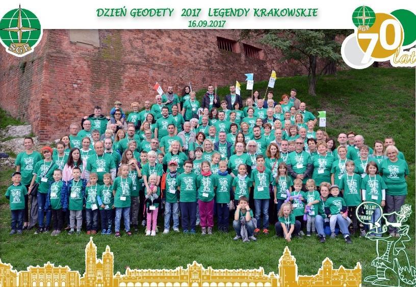 Dzień Geodety 2017, uczestnicy obchodów u podnóża Wzgórza Wawelskiego i Smoczej Jamy W dniu 14 października 2017 w Marcepanowym Dworku w Wierzchosławicach koło Tarnowa odbył się IV Tarnowski Dzień