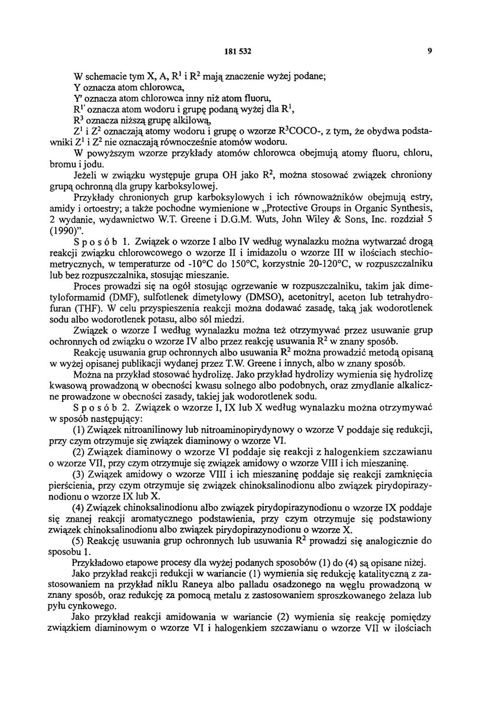 181 532 9 W schemacie tym X, A, R1i R2 mają znaczenie wyżej podane; Y oznacza atom chlorowca, Y oznacza atom chlorowca inny niż atom fluoru, R1' oznacza atom wodoru i grupę podaną wyżej dla R 1, R3