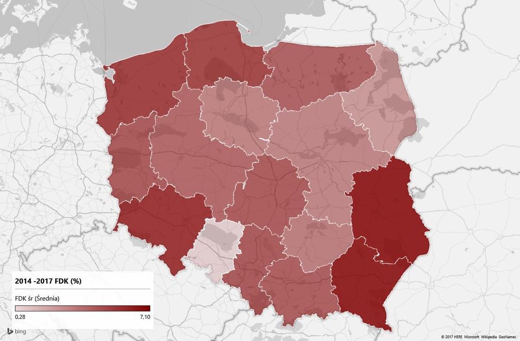 Stopień uszkodzenia ziarniaków przez Fusarium