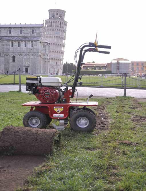 Wyprodukowane we Włoszech Wycinarki do darni Ibea - Solidna konstrukcja, malowana proszkowo obudowa - najwyższa ochrona sprzętu przed uszkodzeniami - Regulacja układu roboczego - możliwość