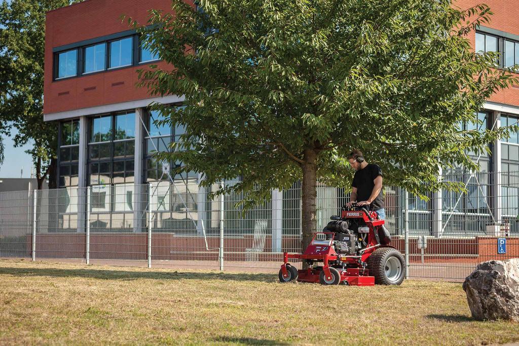 Wyprodukowane w USA Kosiarki Stand-On Ferris - Opatentowana technologia amortyzowanej platformy - zwiększa wydajność pracy, minimalizując wstrząsy - Automatyczne wyłączenie noży przy stałej pracy