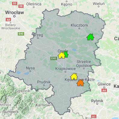 MONITORING JAKOŚCI POWIETRZA Polska: 286 stacji monitoringu jakości powietrza województwo opolskie: 8 stacji