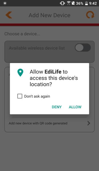 4. Użytkownicy systemu Android naciskają przycisk przełącznika i pojawia się okno dialogowe z informacją, dlaczego należy włączyć usługi WI-FI i GPS, oraz