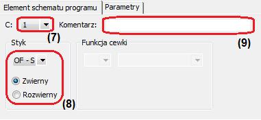 Rys. 3.13. Zakładka ELEMENT SCHEMATU PROGRAMU dla styku licznika Konfiguracja komparatora wielkości analogowych A Modułem dającym wiele możliwości jest komparator wielkości analogowych.
