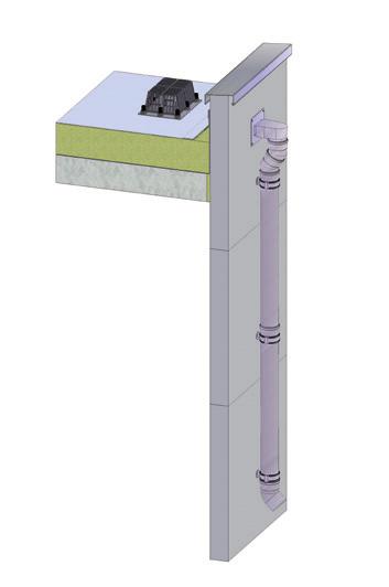 SitaAttika system orurowania Odwodnienie poprzez attykę Zabudowa A: SitaTurbo wpust attykowy z płytą paroizolacyjną i adapterem na rurę okrągłą SitaTurbo podłączony do zewnętrznego systemu rur, z