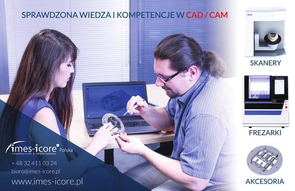 n o w o c z e s n y t e c h n i k d e n t y s t y c z n y 6/2017 c a d /c a m Spieczone cząsteczki proszku System dostarczania proszku Laser Walec Wiązka lasera Spiekanie laserem Niespieczony